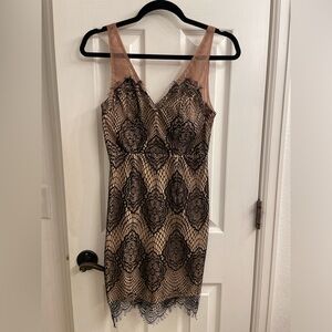 Vestique dress, size small. Nude mesh with black lace overlay.